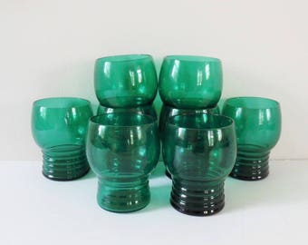 Mid Century Glasses Set of 4 or 8 Vintage barware Vintage whiskey Glasses Vintage green glasses Vintage retro glasses vintage barware