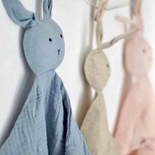 Bunny Lovey Cotton/Linen. Easter bunny. Gift. Basket. Baby shower.