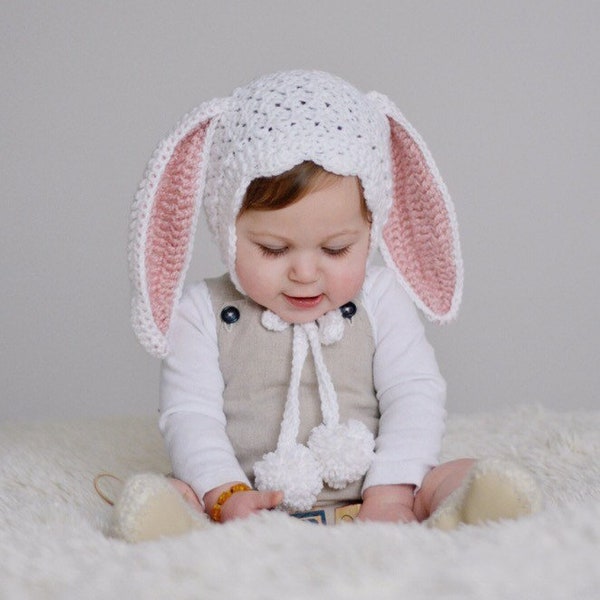 Bunny Bonnet | Easter | Handmade | Crochet | Knit | Baby Hat | Gift | Present | Rabbit Ears | Costume | Halloween | Baby Shower | Pretend |