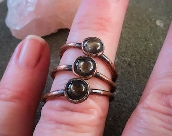 Black Moonstone Ring in Copper, Size 6, 7, 8, Crystal Ring, Blackbird & Sage Collection, Ready To Ship Ring, One Of A Kind, Bohemian Jewelry