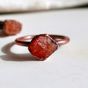 Raw Sunstone Ring in Copper | Sunstone Jewelry | Electroformed Copper Band | Sunstone Crystal Ring | Sunstone Engagement Ring