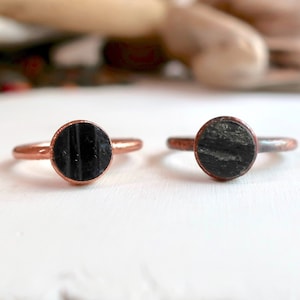 Raw Black Tourmaline Copper Ring: Electroformed Boho Jewelry