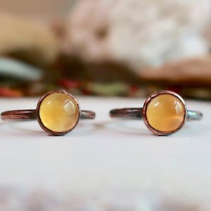 Citrine Copper Ring, 8mm, Electroformed Crystal, Boho Jewelry, Handmade November Birthstone, Healing Gift