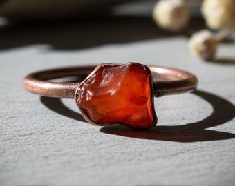 Carnelian Ring | Tumbled Stone | Electroformed Copper | Made to Order