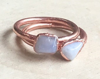 Dainty Blue Lace Agate Ring, Blue Lace Agate Stacking Ring, Dainty Band, Boho Ring, Jewelry Gift for Her, Bohemian Jewelry