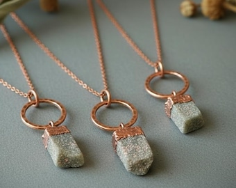 Lepidolite Circle Necklace | Hammered Copper Ring Connector | Made to Order