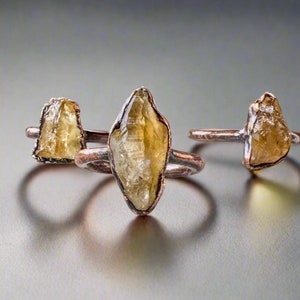 Raw Citrine Copper Ring: Electroformed Boho Crystal Jewelry