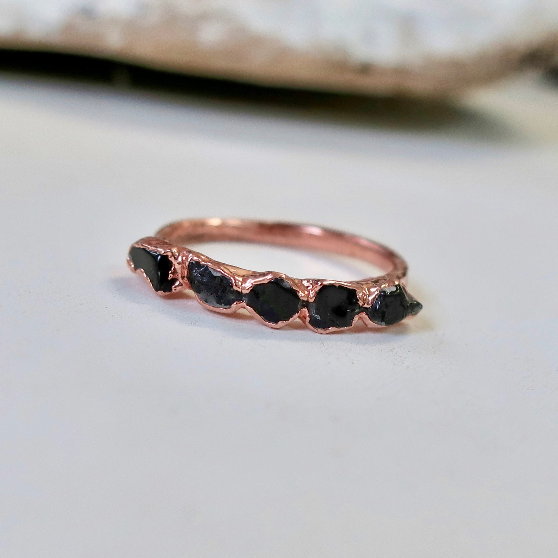 Raw Black Tourmaline Multi Stone Ring Black Tourmaline Ring | Etsy