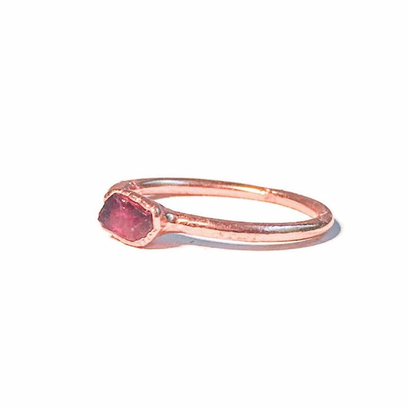 Dainty Raw Red Sapphire Ring Red Sapphire Birthstone Ring September Birthstone Jewelry Sapphire and Copper Electroformed Sapphire