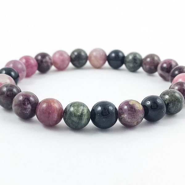 Multi-Tourmaline Stretch Bracelet | Healing Crystal Jewelry | Energy Bracelet | Crystals and Stone Jewelry | Beaded Bracelets