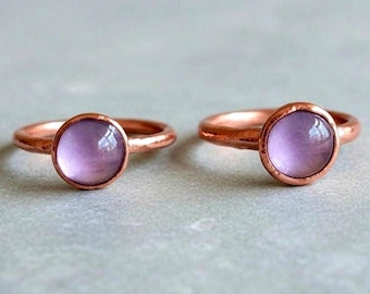 Amethyst Ring Lavender, Electroformed Copper, Bohemian Jewelry