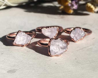 Raw Rose Quartz Ring | Electroformed Copper | Made to Order