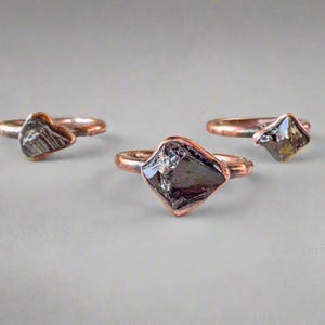 Electroformed Copper Ring: Raw Elite Shungite, Boho Crystal Jewelry