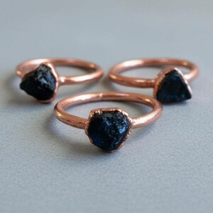 Raw Black Tourmaline Crystal Ring: Electroformed Copper Boho Jewelry