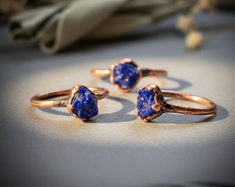 Raw Azurite Ring | Electroformed Copper | Made to Order