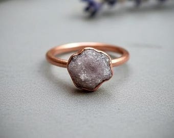 Raw Lepidolite Ring | Electroformed Copper | Made to Order