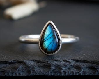 Labradorite Ring | Silver-Plated Copper Electroformed | Made to Order
