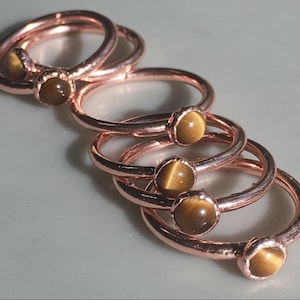Electroformed Copper Tiger's Eye Ring: Rustic Bohemian Band