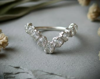 Raw Clear Quartz Chevron Ring | Electroformed Silver | Made to Order