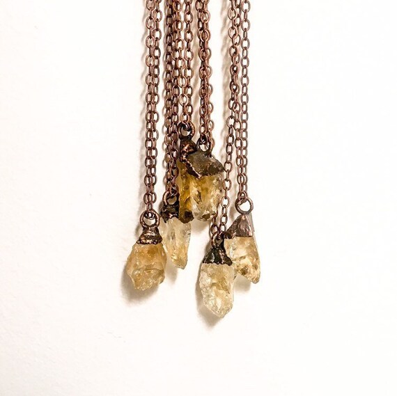 Large Citrine Necklace Citrine Crystal Necklace Crystal Electroformed Necklace Citrine Necklace