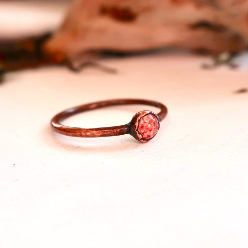Strawberry Quartz Ring Strawberry Quartz Jewelry Stacking Ring Etsy