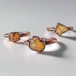 Raw Golden Topaz Ring: Electroformed Copper, November Birthstone