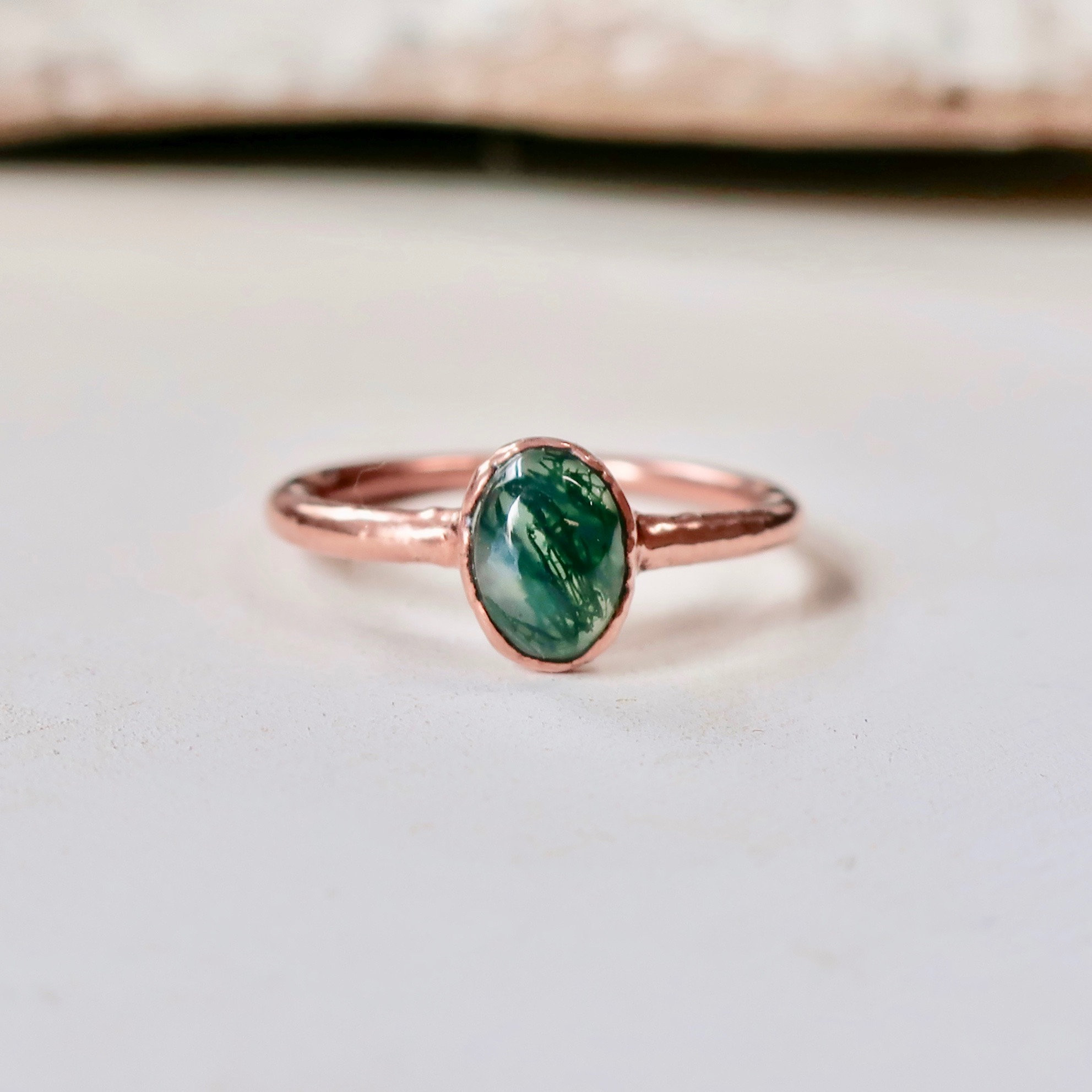 Green Moss Agate Ring Moss Agate Jewelry Moss Agate Ring Boho | Etsy