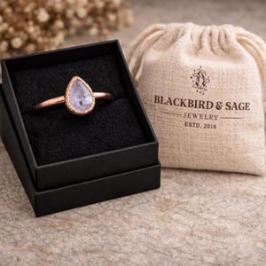 Kunzite Crescent Moon Ring: Electroformed Copper Boho Jewelry - BlackbirdSageStudio