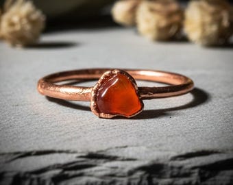 Dainty Carnelian Ring | Tumbled Stone | Electroformed Copper | Made to Order