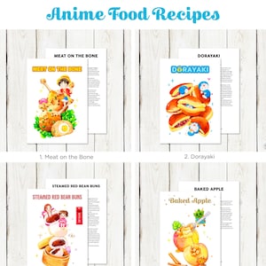 Recette de cuisine d'anime | Carte recette de 5 x 7 po. Impression d'art aquarelle | Décoration de cuisine, Animal mignon, Illustrations culinaires, Recette de cuisine asiatique