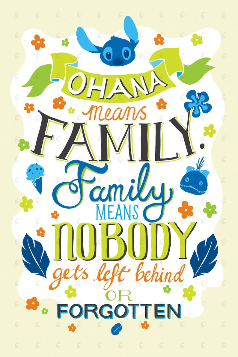 Disney Lilo And Stitch Ohana Means Family Typography Quote Etsy