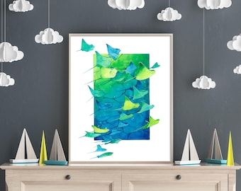 Stingray Watercolor Art Print, Manta Ray Watercolor Art, Ocean Art Print