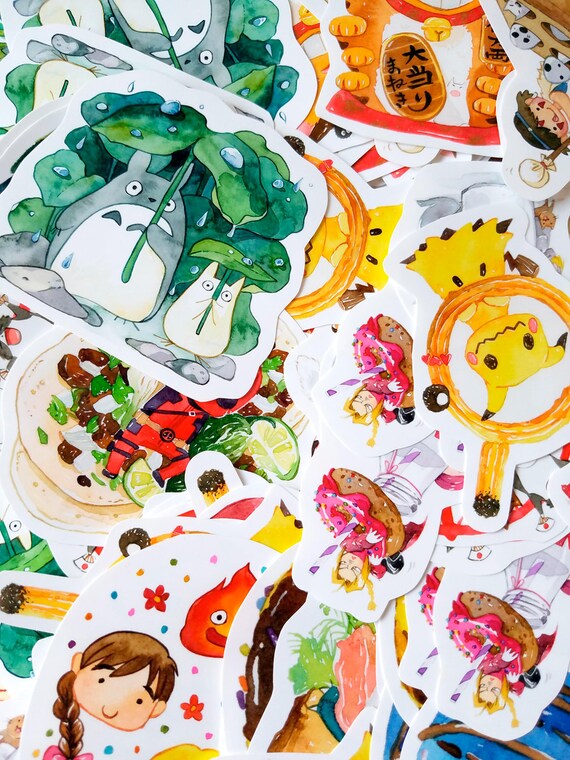 Stickers Watercolor Illustration Weatherproof Glossy Etsy