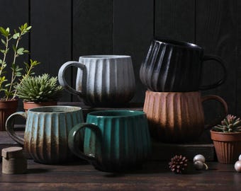 Elegant Ceramic Mug, Handmade Pottery Coffee Cup, Home Decor Gift