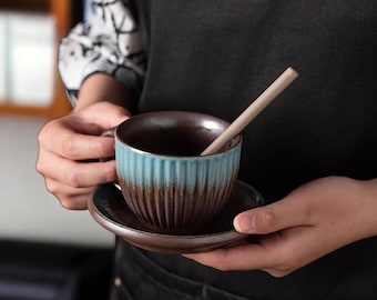 Handmade Ceramic Coffee Cup Set, Unique Vintage Style Drinkware