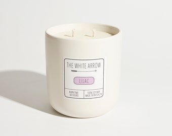Double Wicked Ceramic Lilac Soy Candle