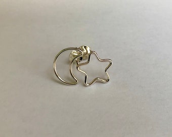 Silver moon and star earrings