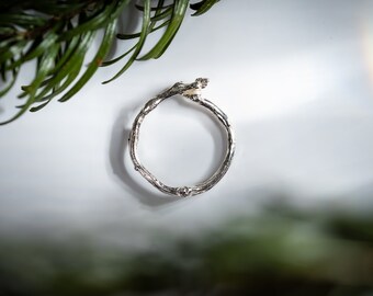 Silver twig ring