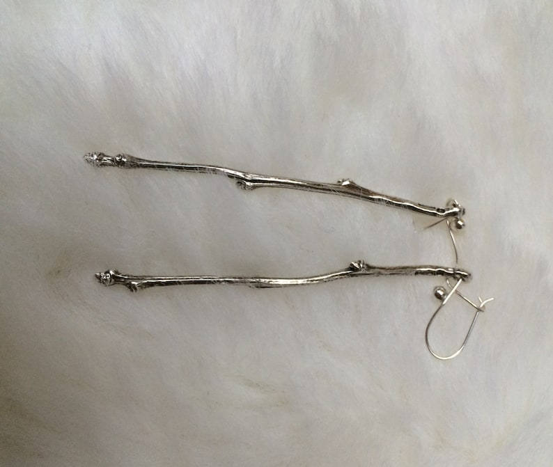 Sterling silver twig drop earringsSilver hawthorn earringssilver twighawthornsilver drop earringssilver twig earrings