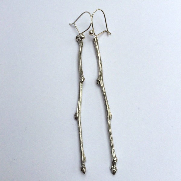 Sterling silver twig drop earrings/Silver hawthorn earrings/silver twig/hawthorn/silver drop earrings/silver twig earrings