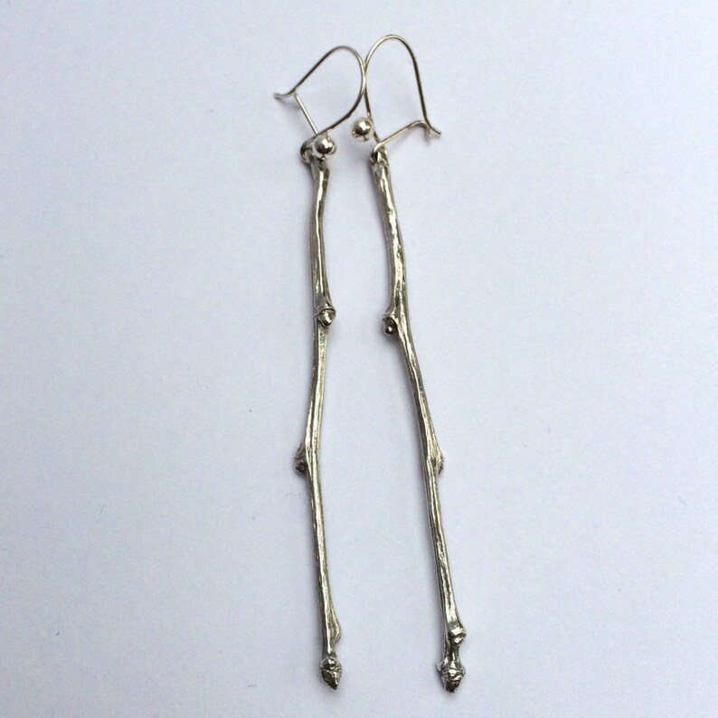 Sterling silver twig drop earringsSilver hawthorn earringssilver twighawthornsilver drop earringssilver twig earrings
