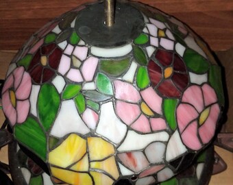 Stained Glass Ceiling Fan Light and Night Light Complete Floral Tiffany Style