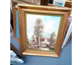 Antique Original Oil Painting Signed Wallner the Village Professionally Framed
