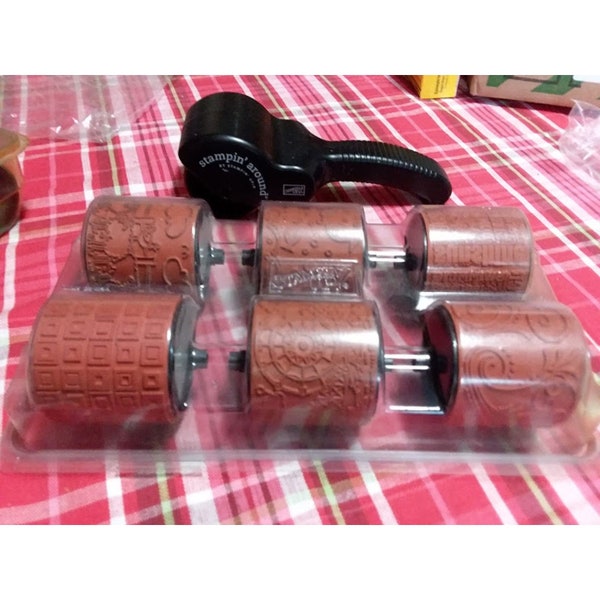 Stampin Up Stampin Around Stamp Roller Wheels with Handle Rubber