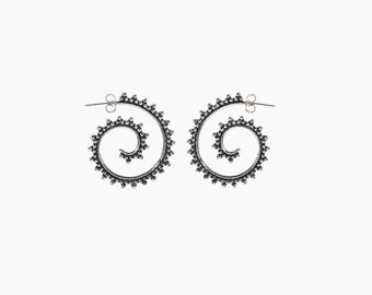 Kara spiral earrings, tribal earrings, hoops earrings ethnic