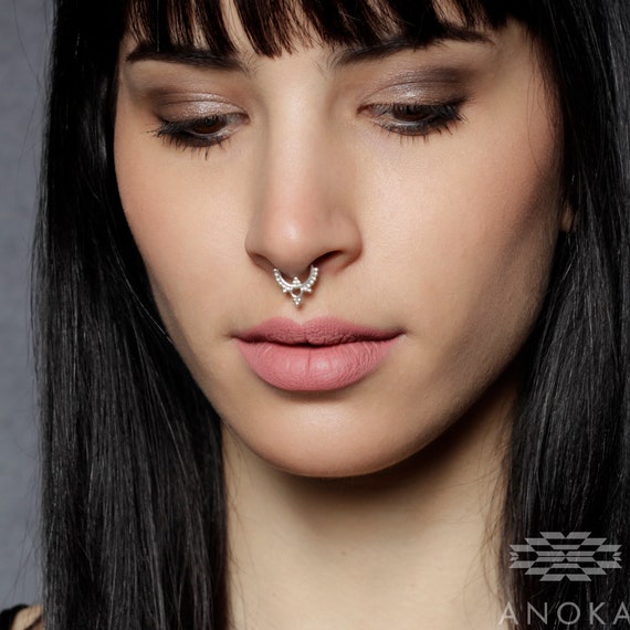 Shakti Silver Tribal Septum Septum Ring Septum Piercing Etsy
