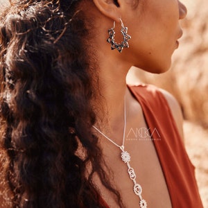Iria ethnic hoop earrings. Tribal earrings.