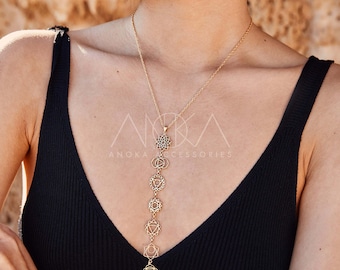 Chakra hanger - karma ketting - delicate gouden ketting - gelaagde ketting - 24-karaats gouden chakra ketting