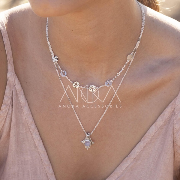Choker 7 chakras necklace - spiritual jewelry - karma necklace