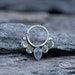 Gaia silver moon stone septum piercing ring 18G - 1mm, daith piercing, small hoop earring. 